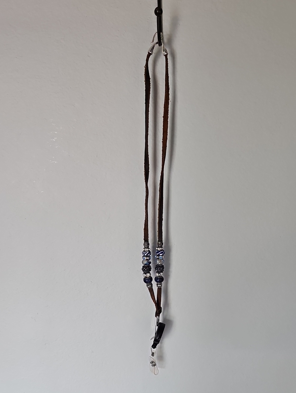Handmade Beaded Leather ID Badge Lanyard – Retractable Holder